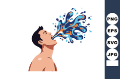 Man spitting colorful artistic liquid splash vector illustra Product Image 1