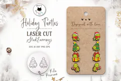 Cute Turtle Christmas Laser Cut Stud Earrings Product Image 1