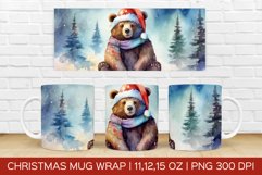 Christmas Bears Mug Wrap | Christmas Sublimation Design Product Image 1