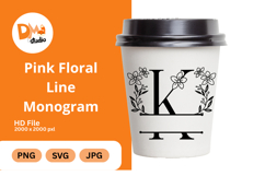 Pink Floral Line Monogram Product Image 1