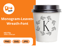 Monogram Leaves Wreath Font Product Image 1