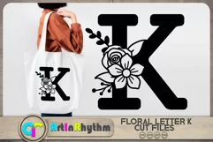 Floral letter K svg cut file / Botanical alphabet SVG Product Image 1