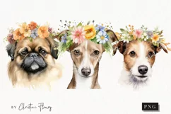 Watercolor Dogs with Flower Crowns Clipart | Watercolor Dog Product Image 1