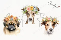 Watercolor Dogs with Flower Crowns Clipart | Watercolor Dog Product Image 3
