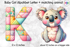 Cute Patchwork Baby Alphabet and Baby Animals PNG, Monogram Product Image 1