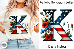 Patriotic Floral Alphabet Clipart, Patriotic Monogram PNG Product Image 1