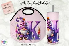 Alphabet Lunch Bag | Cute Gnome Lunch Bag | Monogram Tumbler Product Image 1