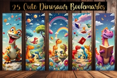 Cute Dinosaur Bookmarks, 25 Digital Dino Bookmark Set Product Image 2