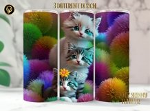 20 Oz Skinny Tumbler Watercolor Cute Kitten Wrap Product Image 3
