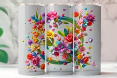 20 Oz 3D Flowers Skinny Tumbler PNG Wraps Product Image 1