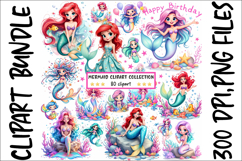 80 Mermaid Clipart Bundle, Cute Mermaid Clipart Product Image 1