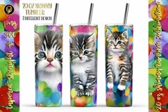 20 Oz Skinny Tumbler Cute Kitten Oil Painting Wrap Product Image 1