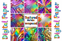 Rainbow Metallic Foil Digital Paper Pack Product Image 1