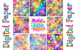 80s Neon Retro Digital Papers | Bright Party Backdrops Product Image 2