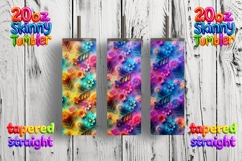 Neon Floral 20oz Skinny Tumbler Wrap | Sublimation Design Product Image 1