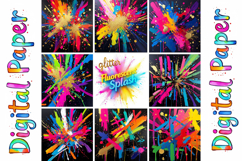 Glitter Fluorescent Splash Digital Paper Bundle Product Image 2