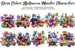 3D Neon Color Halloween Monster ClipArt&#039;s, 150 PNG Clipart Product Image 10