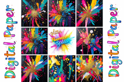 Glitter Fluorescent Splash Digital Paper Bundle Product Image 11