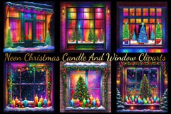 Christmas Candle And Window Digital Paper, Festive Holiday Product Image 10