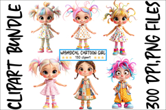 Whimsical Cartoon Girl Clipart, 130 PNG Product Image 10