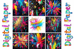 Glitter Fluorescent Splash Digital Paper Bundle Product Image 12