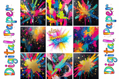Glitter Fluorescent Splash Digital Paper Bundle Product Image 1