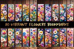 80 Printable Vibrant Flower Bookmarks Product Image 1