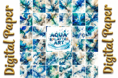 Aqua Watercolor Splatter Art: Abstract Texture Backgrounds Product Image 18
