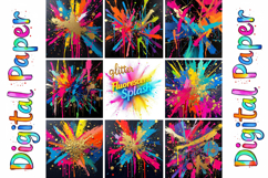 Glitter Fluorescent Splash Digital Paper Bundle Product Image 3