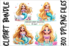 80 Mermaid Clipart Bundle, Cute Mermaid Clipart Product Image 2