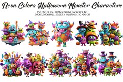 3D Neon Color Halloween Monster ClipArt&#039;s, 150 PNG Clipart Product Image 2