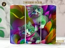 20 Oz Skinny Tumbler Watercolor Cute Kitten Wrap Product Image 4