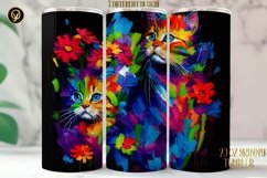 20 Oz Skinny Neon Colors Cute Kitty Tumbler Sublimation. Product Image 2