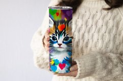 20 Oz Skinny Tumbler Cute Kitten Oil Painting Wrap Product Image 2