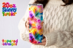 Bright Neon Flower 20oz Tumbler Wrap PNG Product Image 2