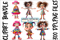 Whimsical Cartoon Girl Clipart, 130 PNG Product Image 2
