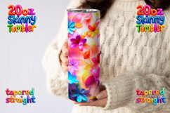 Neon Floral Tumbler Wrap 20oz Skinny Sublimation Design PNG Product Image 3