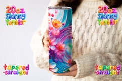 20oz Skinny Tumbler Floral Wrap | Bright Rainbow Swirl Product Image 2