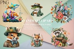 50 Funny Animal Clipart, Animal Illustration Digital Paper Product Image 2