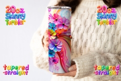 Vibrant Abstract Floral Tumbler Wrap 20oz Skinny PNG Product Image 2