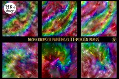 120 Neon Colors Oilpainting Glitter Digital Papers Product Image 3