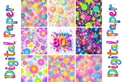 80s Neon Retro Digital Papers | Bright Party Backdrops Product Image 3