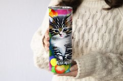 20 Oz Skinny Tumbler Cute Kitten Oil Painting Wrap Product Image 2