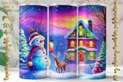 Watercolor Neon Christmas Design 20 Oz Skinny Tumbler Png Product Image 2