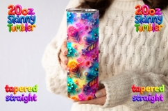 Neon Floral 20oz Skinny Tumbler Wrap | Sublimation Design Product Image 2