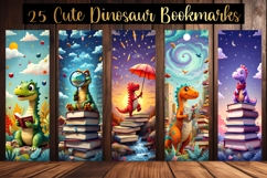 Cute Dinosaur Bookmarks, 25 Digital Dino Bookmark Set Product Image 3