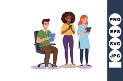 Group of diverse people using digital devices tablet and sma Product Image 1