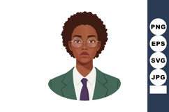 Professional African American woman with glasses green suit Product Image 1