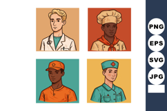 Diverse professions vector illustration with doctor, chef, n Product Image 1