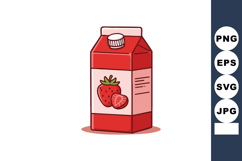 Strawberry juice carton with red and pink colors vector illu Product Image 1